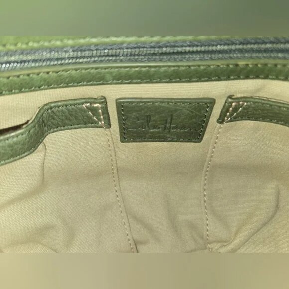 Cole Haan Olive Green Leather Satchel Bag Double Handle Handbag Y2K RARE FIND - Picture 9 of 10